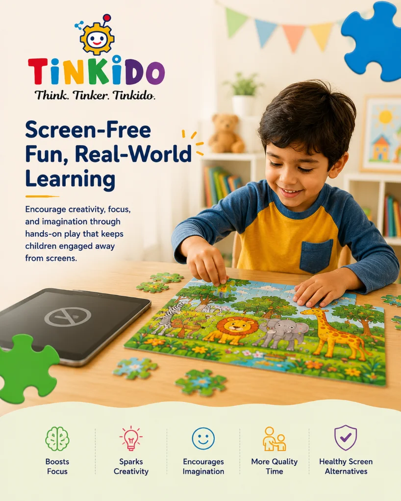 Children's jigsaw puzzles manufactured by Funqubit — screen-free, real-world learning